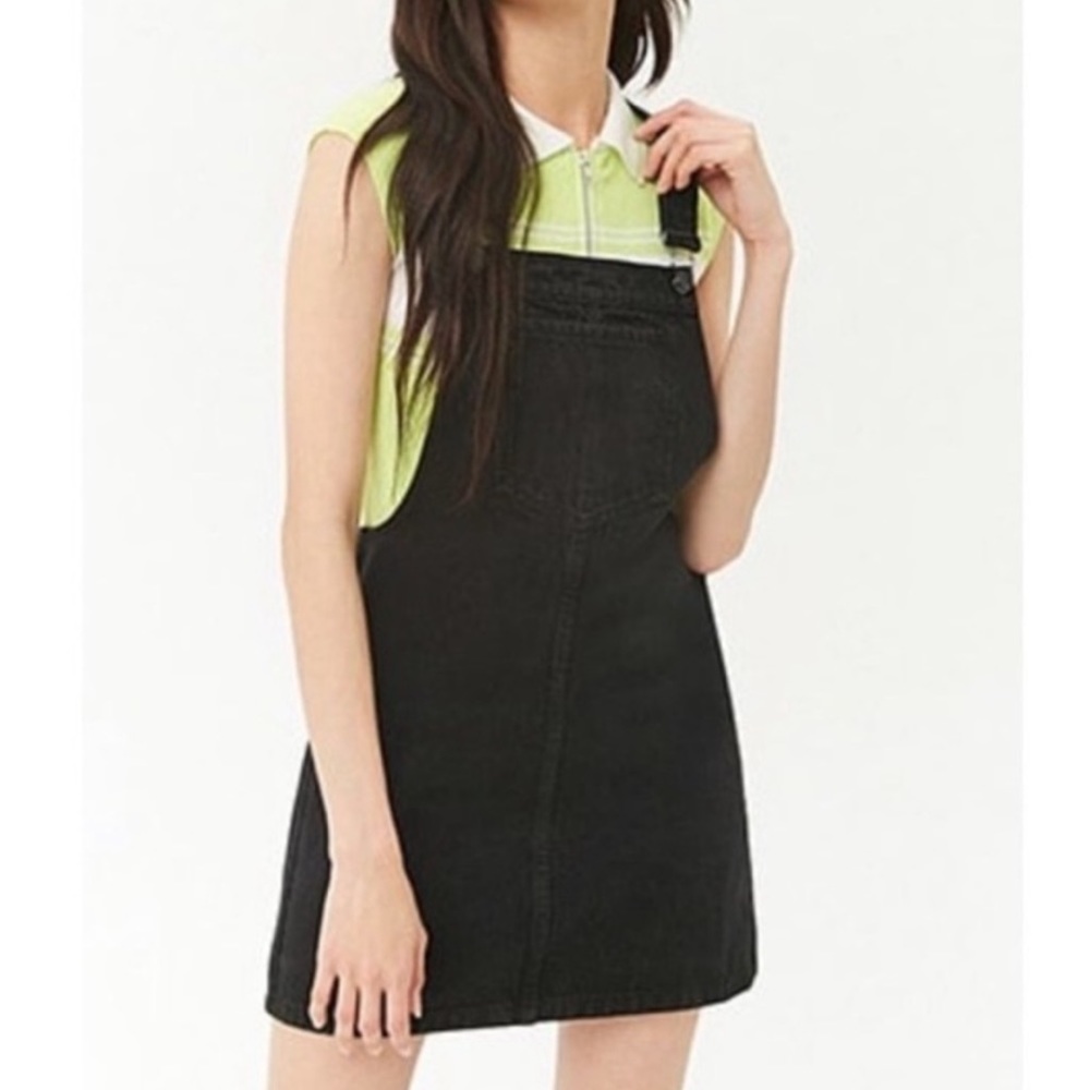 Black Overall Denim Mini Dress